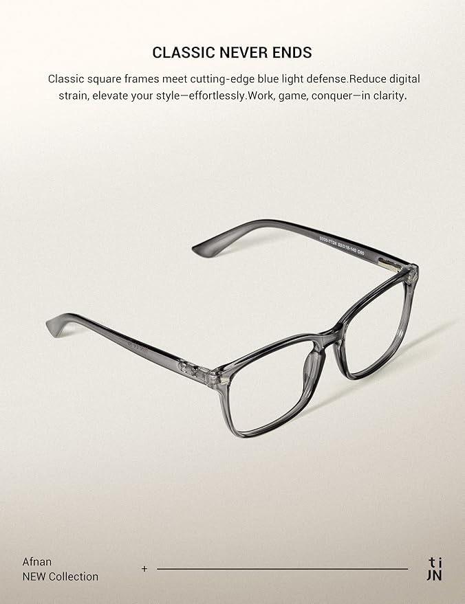 TIJN Blue Light Blocking Glasses for Women Men Clear Frame Square Nerd Eyeglasses Anti Blue Ray Computer Screen Glasses