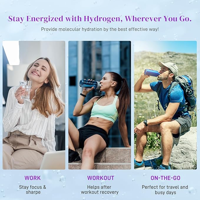 Hydrogen Water Tablets, 8 PPM Hydrogen Tablets for Drinking Water with Magnesium Glycinate Base, H2 Molecular Hydrogen Rich in Antioxidants, Cognitive & Athletic Performance, Energy (90 Counts)