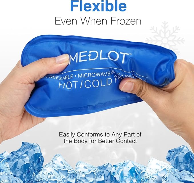 LotFancy Gel Ice Packs, 2pc Reusable Hot Cold Pack for Therapy, Heating Cooling Gel Pad, Pain Relief for Face, Head, TMJ, Wisdom Teeth, Oral Facial Surgery, Sport Injuries, Migraine, Muscle Joint