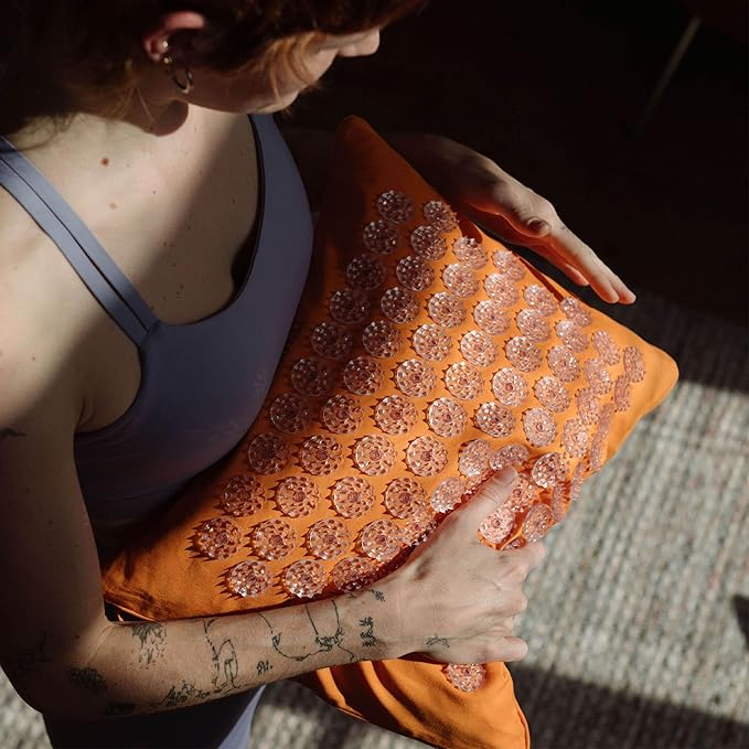 ShaktiMat Premium Acupressure Pillow, Level 1 in Amber, Massage Muscles, Aid Sleep & Unlock Inner Tension | Similar to Acupuncture, No Needles Required