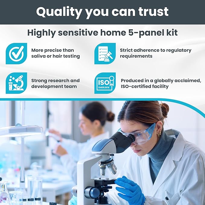 Exploro 5 Panel Drug Test Kit – At Home Urine Drug Test for THC, Cocaine, Opiates, Amphetamines & Benzodiazepines – Rapid & Accurate & Easy At Home Drug Testing Strips (Pack of 10)
