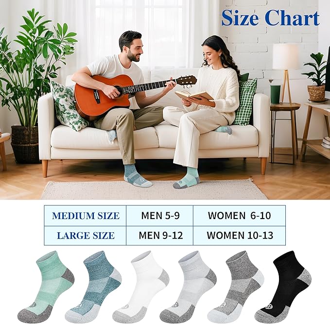 Diabetic Socks for Men,6 Pairs Ankle Mens Diabetic Socks,Diabetic Neuropathy Socks for Men Size 9-11/10-13/13-15.