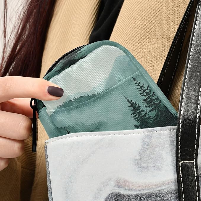Green Mountains and Pine Trees Travel Pill Organizer Weekly Small (Cute) Pill Box 7 Day Pill Case Vitamin Holder Pill Bottle Organizer