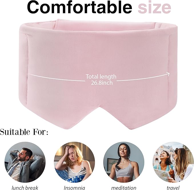 FRESHME Weighted Sleep Mask for Women - Pink Oversize Large (0.7lb/11oz) Cotton Heavy Blackout Face Eye Mask Cover Pillow with Nose Pad for Men Women Deep Sleeping Night