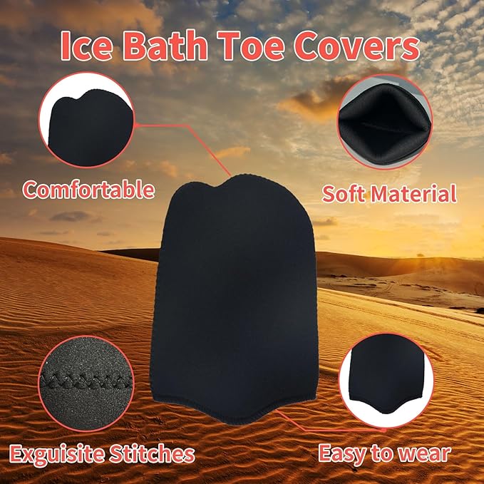 2 Pairs Ice Bath Toe Socks, Cold Plunge Toe Covers, Ice Bath Toe Booties Cold Plunge Toe Booties, Cold Plunge Tub Accessories, Reusable Neoprene Toe Warmers for Cold Plunge at Home