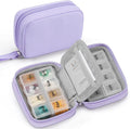 Zannaki Cute Pill Organizer for Purse with Two Removable 7-Day Pill Box, Travel PU Leather Pill Case, Portable Weekly Pill Container with Storage Bag to Hold Vitamins, Fish Oils, Supplements (Purple)