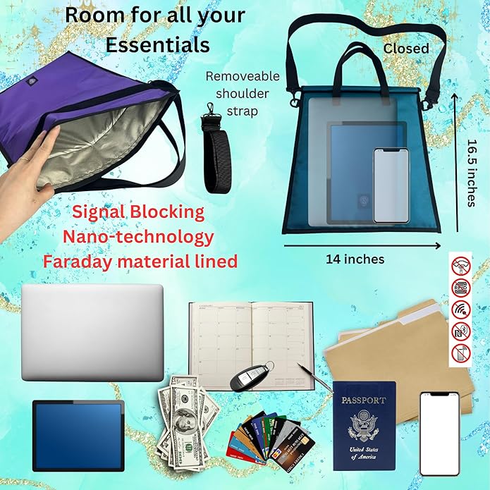 Faraday Bags for laptops, tablets, cell phones, and key fobs. Faraday sleeve, laptop bag, anti-theft messanger bags, faraday cage, tablet bag