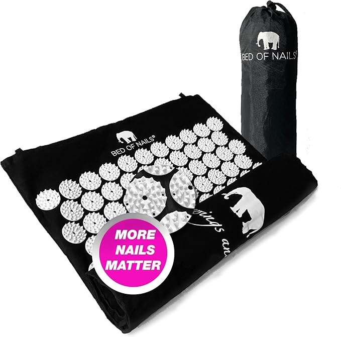 Bed of Nails Acupressure Travel Mat – Original Bon Acupressure Design with 8820 Precision Nails, 29 x 16 x 1", Black