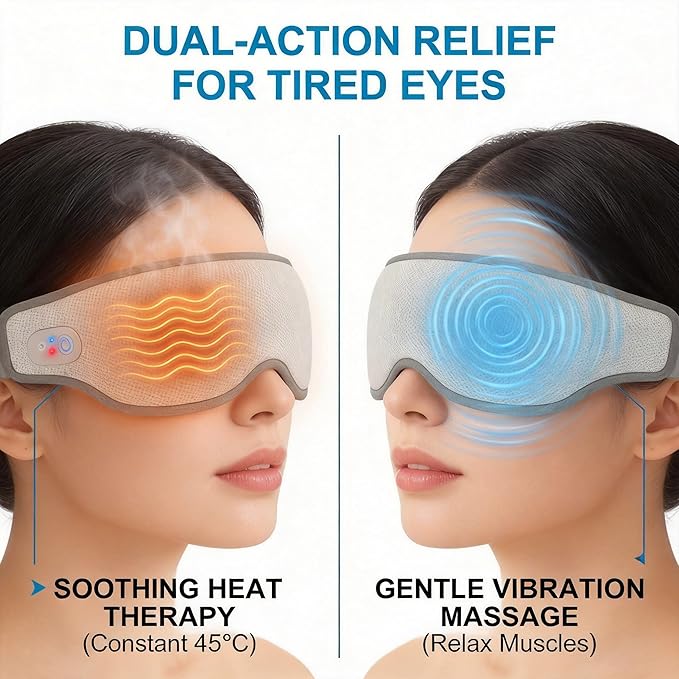 F&G Eye Mask Massager with Heating and Cooling Functions,Sleep Eye mask,Adjustable Heating and Vibration Function,Suitable for Migraines,Relieve Eye Fatigue,Improve Sleep for Women Men