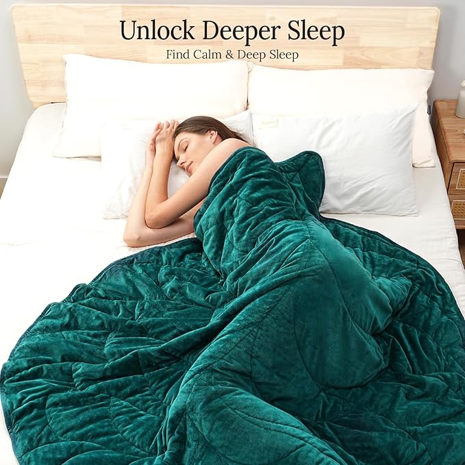 Kaisa Weighted Blanket for Adults (20 lbs,60" x 78"), Soft Heavy Blanket Machine Washable, Queen Size Weighted Blankets with Glass Beads for Couch and Bed, Green