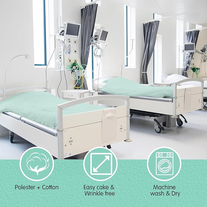 Moukeren Hospital Bed Sheets Set Deep Pocket Fitted Sheet 36 with Elastic All Around Easy Care Knitted Jersey for Home/Nursing Home