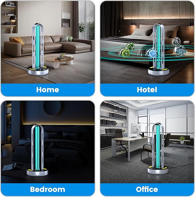 UV Light Sanitizer, Ultraviolet Lamp with Remote Control, UV Lamp with Motion Sensor,3 Speed Timings for Home, Room & Kitchen