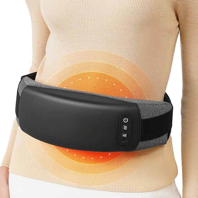 KNQZE Cordless Back Massager Belt for Pain Relief, Stomach Massager for Digestion, Heating Pad with 2 Heating Levels, Slimming Massage Belt with 3 Vibration Modes, Gifts for Women Men