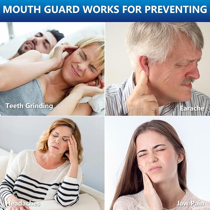 Mouth Guard for Sleeping, 8 PCS Mouthguard for Grinding & Clenching Teeth at Night, Night Guards for Grinding of Teeth, Dental Bite & Boil Guard with 12 Cleaning Tablets