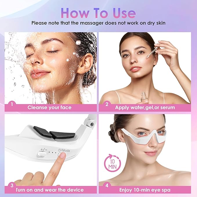 Under Eye Red Light Therapy Glasses, Red Light Therapy Device Microcurrent Eye Massager, Botanique Paris Eyes Bag Remover for Reduce Dark Circles and Wrinkles (White)