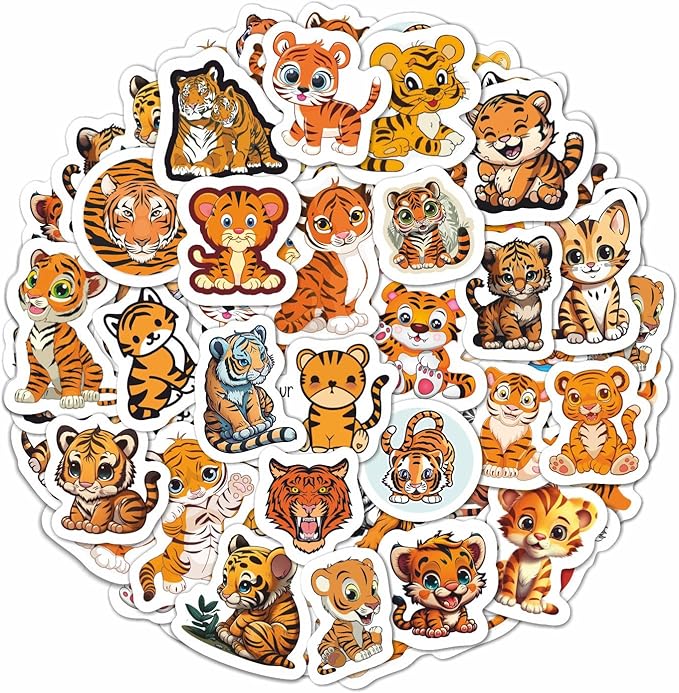 BulbaCraft 100Pcs Tiger Stickers, Tiger Gifts for Girls and Boys, Gifts for Women & Men