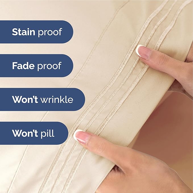 Full Size 4 Piece Sheet Set - Extra Soft, Breathable & Cooling Sheets - Hotel Luxury Durable Bed Sheets for Women & Men - Deep Pockets, Easy-Fit & Wrinkle-Free Sheets - Cream Pink Oeko-Tex Bed Sheets