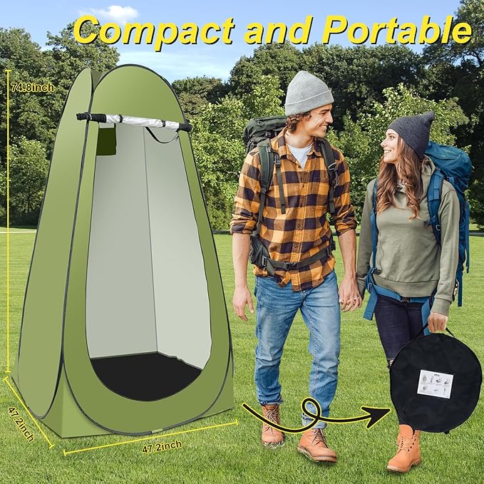 Portable Hot Shower Tent for Camping,Pop Up Privacy Tent with Rechargeable Camping Shower with 2000w Immersion Water Heater