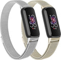 Oumida Mesh Metal Band Compatible with Fitbit Luxe Band, Stainless Steel Adjustable Loop Strap Women Men Replacement Bands for Luxe Health &-Fitness-Tracker