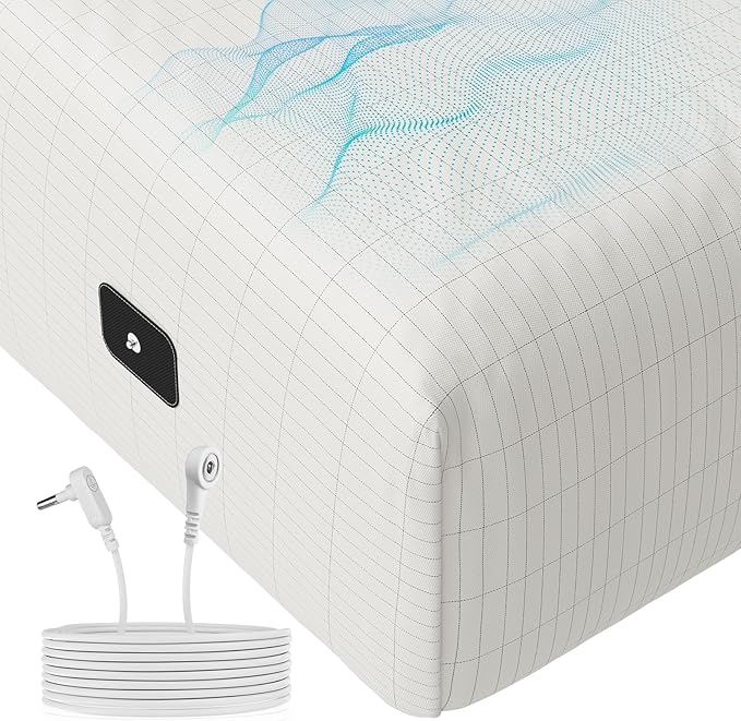 Grounding Fitted Sheets Twin Size, Grounding Sheets Twin with 10% Silver Fiber, 15'' Deep Pocket Grounded Fitted Bed Sheets for Better Sleep & Wellness, 39" x 75"x15", White