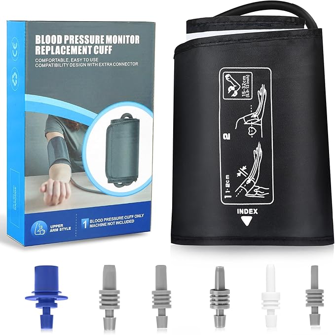 5.9"~13" (15-32cm) Extra Small to Medium Blood Pressure Cuff - BP Replacement Cuff for Individuals with XS/Small/Medium Upper Arms, 6 Size Connectors Compatible with Omron and Other Brands (Cuff Only)