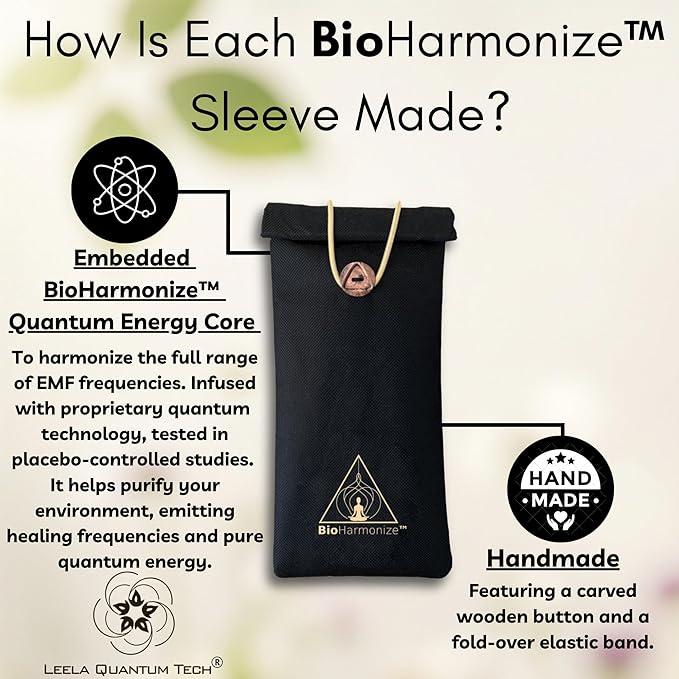 EMF Shield Phone Sleeve - Full Privacy & RF Signal Blocking, Double Shielding Faraday Fabric, Quantum Harmonization Tech