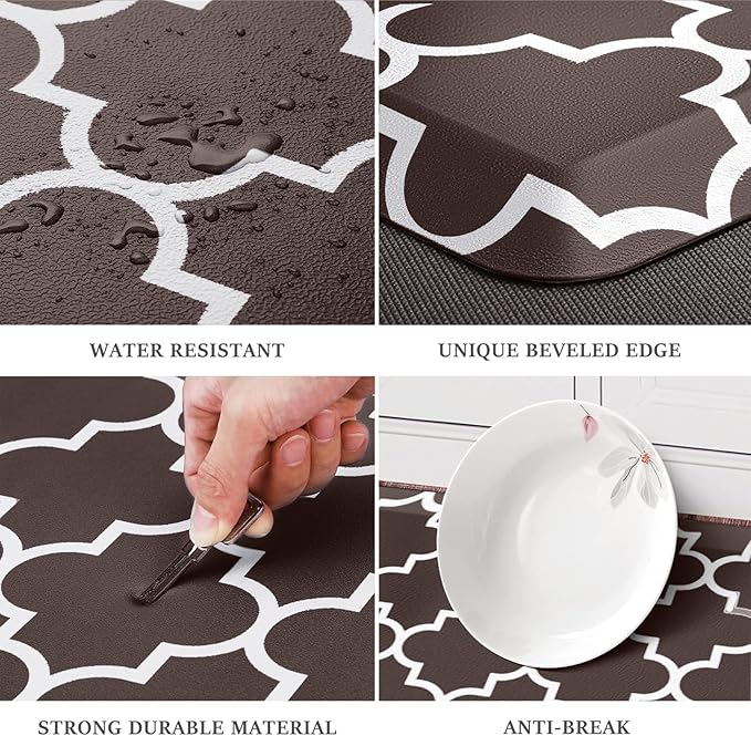 WISELIFE Anti Fatigue Floor Mat - 4/5 Inch Kitchen Mat Non Slip Waterproof Heavy Duty Ergonomic Comfort Mat Durable for Home, Office, Sink, Laundry,(17.3" x 39", Chocolate)