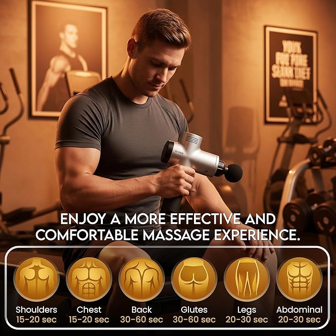 Massage Gun Gift with Carrying Case - Deep Tissue Back Massager for Pain Relief with 6 Percussion Relaxation Heads - Silent Brushless Motor, Gift for Wife, Mother (White/Pearl)