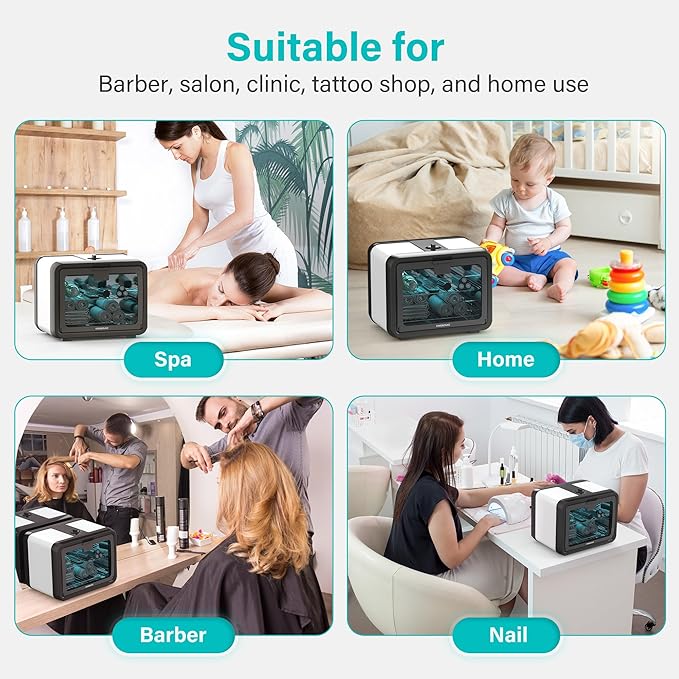 KING&DUKE UV Sanitizer Box & Phone Sanitizer - UV Sterilizer Cabinet for Nail Tools, Manicure Tools, Smartphones, Jewelry - 360° UVC Light Disinfection Box with Timer for Salon & Home Use