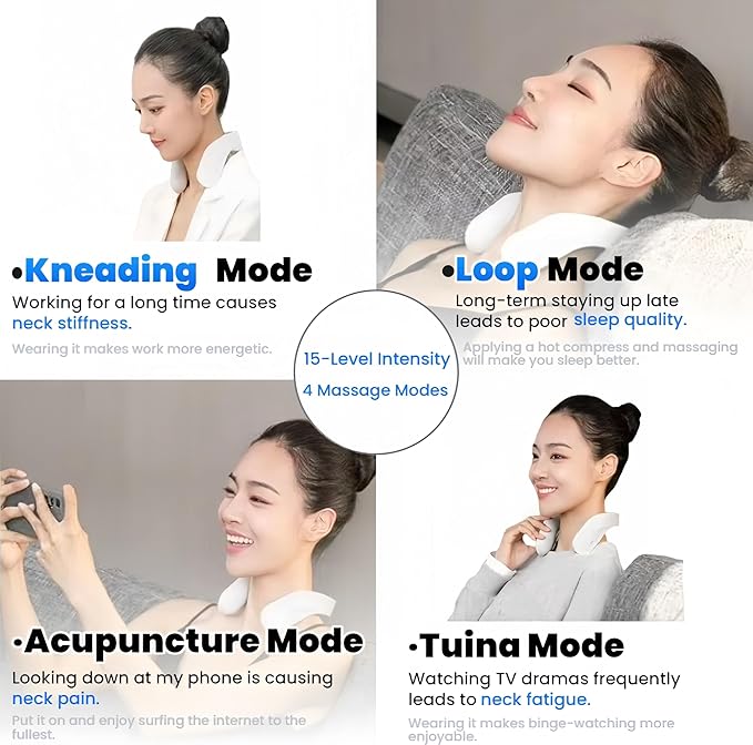 G20 Neck Massager with Heat - Deep Tissue Pain Relief, Promote Muscle Relaxation, 3 Heat Settings, 4 Modes &15 intensities, Ergonomic Design, with Remote Control, Gifts for Men Women