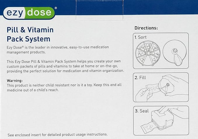 Ezy Dose Pill Suite Weekly (7-Day) Pill Organizer, Vitamin and Medicine Packaging System for Travel, Includes Sorter, Sealer, Batteries, and 200 Easy-Tear Pill Pouches, BPA Free