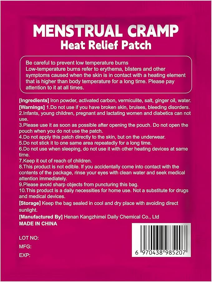 Menstrual Heating Patch for Women - 10 Packs Ginger Warming Patches Heat Pad for Period Cramps, Long-Lasting 8-12 Hours Warmth, Adhesive & Comfortable for Abdomen, Lower Back Relief