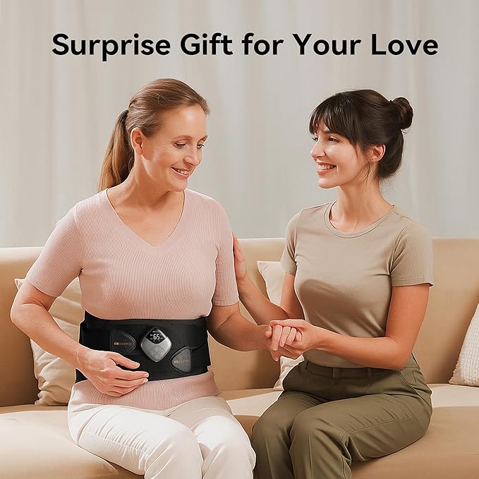 Heating Pad for Lower Back -45" Cordless Massager Heat Belt-Portable Massage Support Heated Relief Pain Cramps-4 Heat & Vibration Brace Wrap Women Men Christmas Birthday Gifts