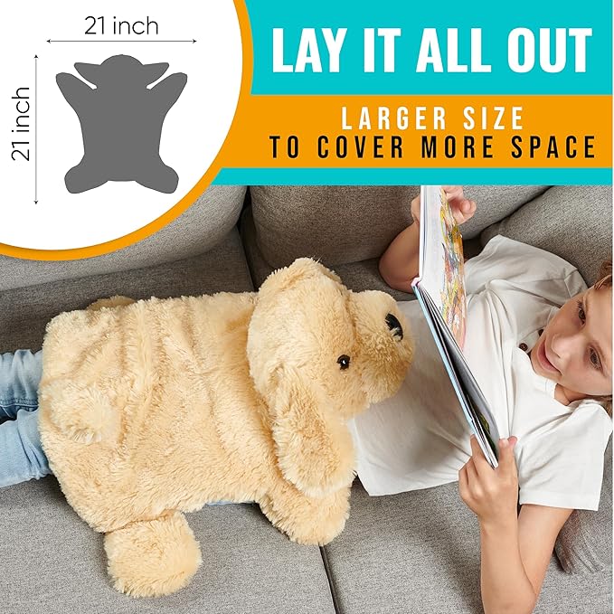 FRIENDLY CUDDLE Weighted Lap Blanket for Kids & Adults – Kids Weighted Blanket – ASD, Sensory Processing Weighted Stuffed Animals Dog Toy – Microwavable Weighted Lap Pad for Kids, 5 Lbs.
