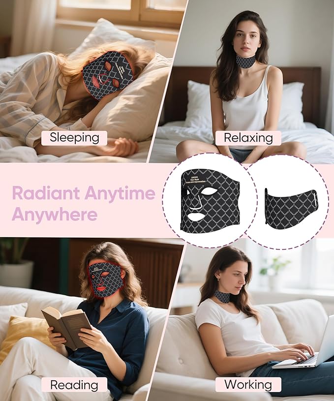 Red Light Therapy Mask for Face and Neck, 7-Color LED Face Mask Light Therapy with 850nm NIR -Professional Red Light Therapy for Face, Skin Rejuvenation, Anti-Wrinkle & Firming at Home