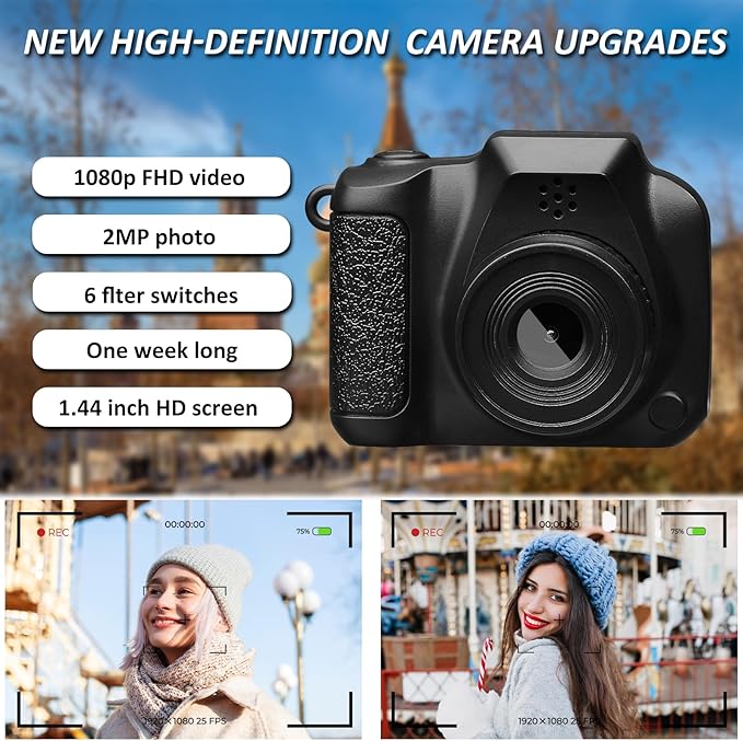 Mini Keychain Camera, FHD 1080p 8MP Mini Digital Camera with 32GB SD Card, 0.96" HD Display, 100 Mins Battery Life for Travel Recording Birthday Gifts (Nostalgia, Dark)