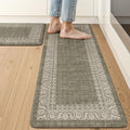 LEEVAN Green Kitchen Mats for Floor Sets of 2,Anti Fatigue Cushioned Memory Foam Kitchen Mat,Farmhouse Ergonomic Boho Non Slip Kitchen Floor Mat for Sink,Laundry,Home,Office,Desk(17''x29''+17''x47'')
