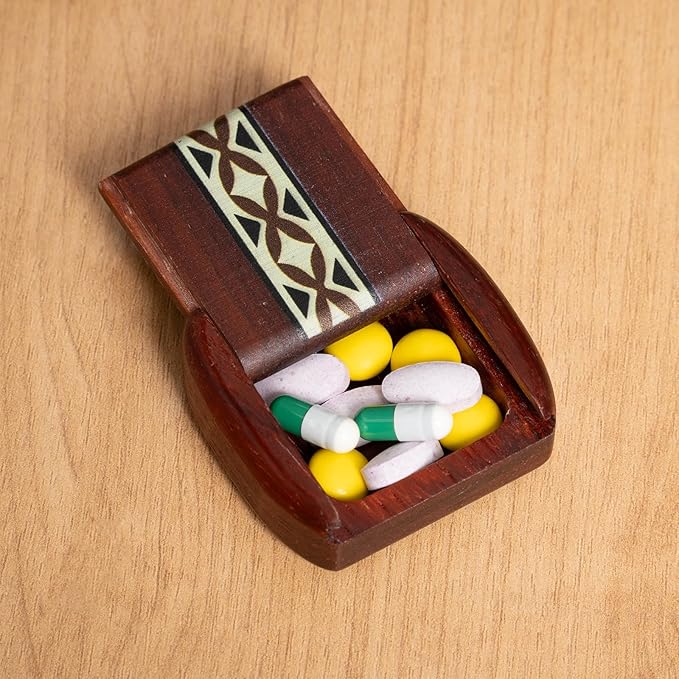 2 pcs Small Wood Box Pill Organizer Travel Container Decorative Keepsake Case Cute Hidden Safe Storage Solution for Jewelry Medication Daily Use Natural Hardwood Mini Decorative Box