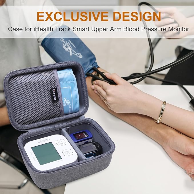 LTGEM Case Compatible with iHealth Track Smart Upper Arm Blood Pressure Monitor, Gray