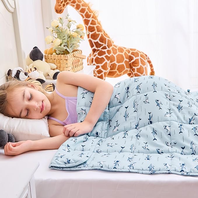 yescool Shark Weighted Blanket 7 Pounds Cooling Weighted Lap Blanket, Heavy Blankets for Sleeping, Weighted Throw Blanket Gifts for 60-80lbs, 40"x60"