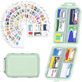 Travel Pill Organizer with Medicine Labels, 10 Compartments Travel Medicine Organizer Daily Small Pill Container Travel Pill Box Purse Pill Case (Green, 189 Lables)