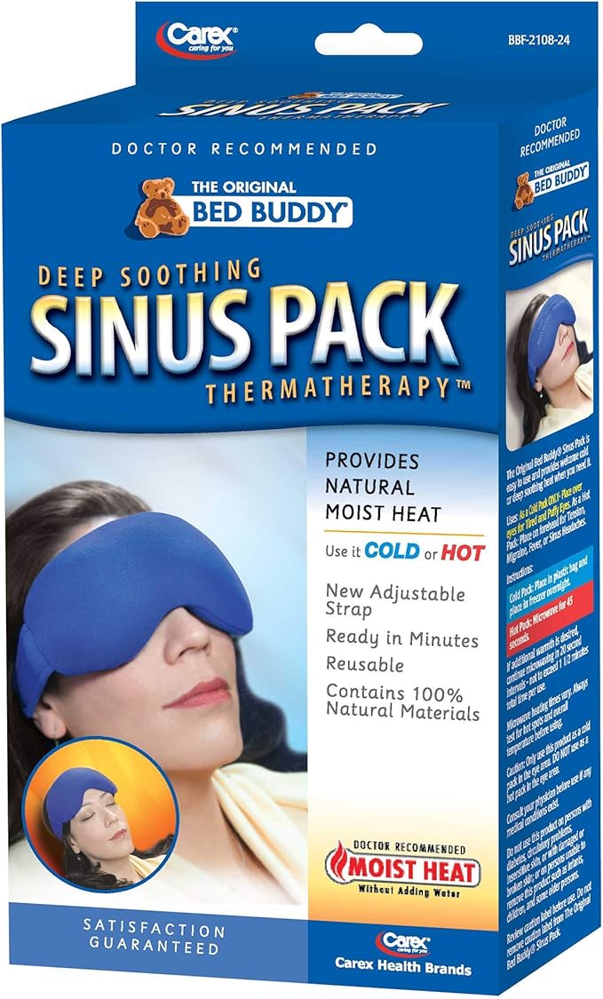 Bed Buddy Sinus Headache Relief Mask - Heated Eye Mask and Cold Eye Mask - Stye Eye Compress and Eye Heating Pad, For Headaches, and Migraine Relief, Blepharitis Treatment