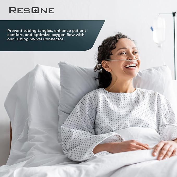 ResOne Oxygen Tubing Swivel Connectors 1-Pack - Nasal Cannula, Hose, Tube Connectors, Oxygen Line Splitter, Concentrator Supplies, 360-Degree Rotation, Medical, Home Use, Standard Size - Male/Female