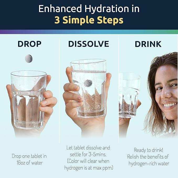 Invigorated Water Hydrogen Water Tablets with Magnesium - 12 PPM H2 Molecular Hydrogen Tablets for Drinking Water - Supports Energy, Brain, & Cognitive Health - Non-GMO (60 Servings, Unflavored)