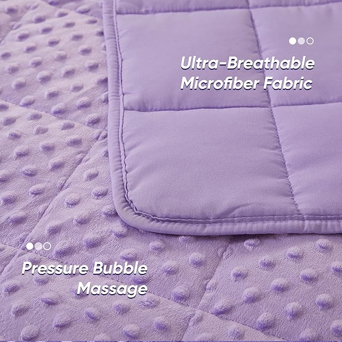 Weighted Blanket for Adults, Comfortable and Soft Throw Weighted Blanket with Premium Glass Beads for All Season 10 lbs 60"x80", Purple