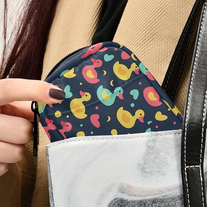 Fustylead Colorful Rubber Ducks and Hearts Travel Pill Organizer Bag with Zipper Small Pill Box 7 Day Pill Case for Purse Storage Weekly Vitamin Medicine Supplement