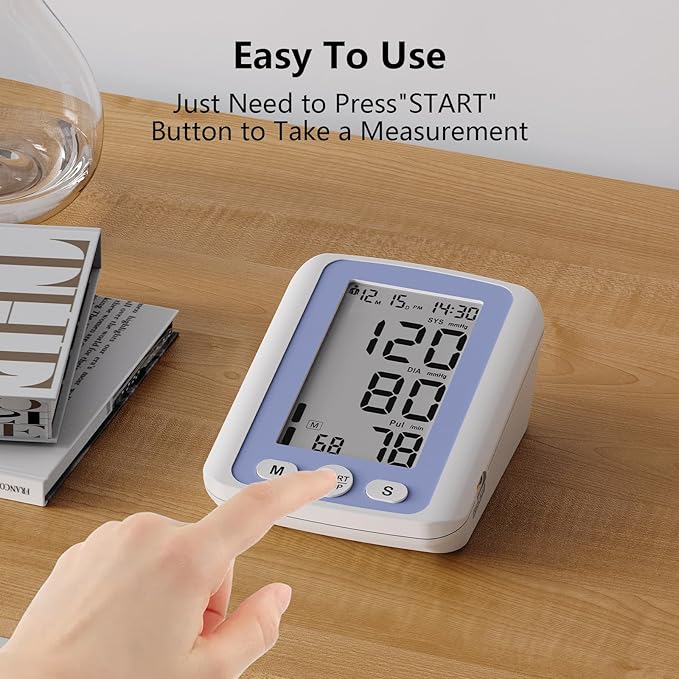 Automatic Upper Arm Blood Pressure Monitor for Home Use, Digital BP Machine with 9-17 inch Large BP Cuff, 2 User Mode, 2X500 Sets Memories,Purple