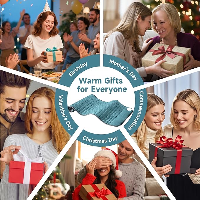 Heating Pad for Mom Christma s Birthday Gifts, 17"x33" Large Heating Pads for Back Pain Period Cramps Relief & Relax, Moist/Dry Heat Pad 6 Heat Levels, 4 Timer Auto Shut Off