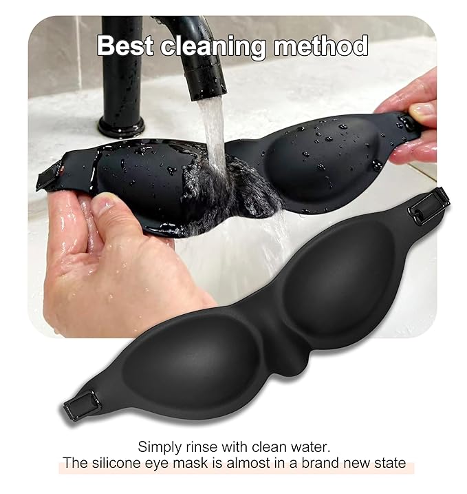 Moisture Chamber Sleep Mask for Dry Eye Syndrome, 3D Silicone Sealed Eye Cups, Washable Reusable Eye Goggles, Adjustable Strap, Soft Night Eye Protection for Severe Dry Eyes
