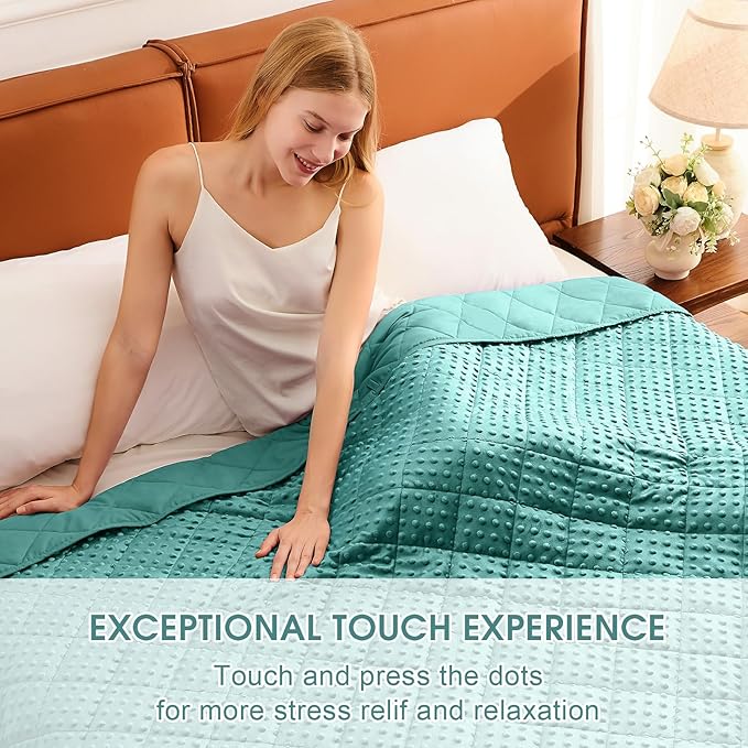 Teal Weighted Blanket for Adults 12lbs, 48"x72", Twin Full Size Cooling Minky Heavy Throw Blanket for 110-130lbs, Soft Winter Thick Big Blankets Weighted Comforter Gift for Sleeping